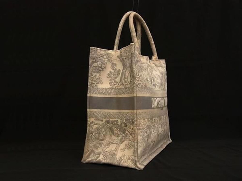 Dior Canvas de Book Bag Shoulder Gray Tote Embroidery 2way Jouy Toile Gray
